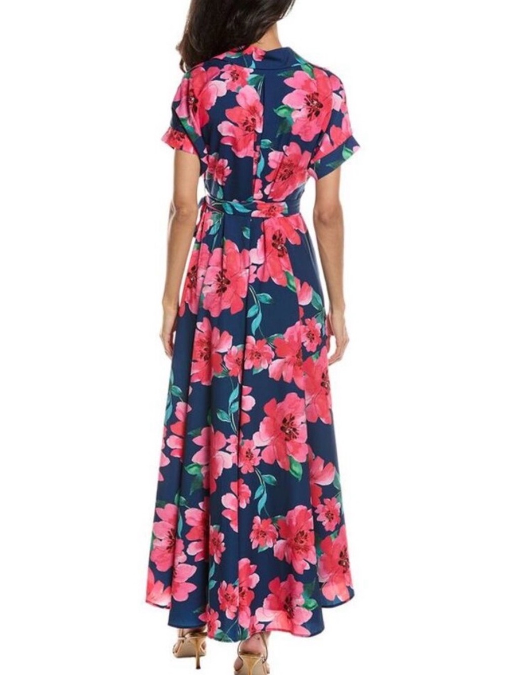 NWT Hutch Johnnie Midi Dress in  Navy/Raspberry Watercolor Bloomed Floral Small - Picture 2 of 6